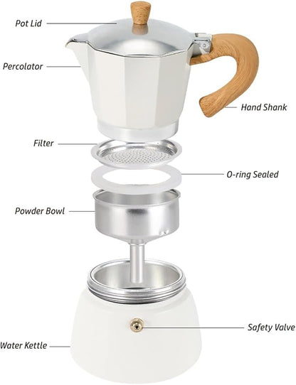 AGOGO Milano Moka pot, Stovetop Espresso maker, Greca Coffee Maker, Stovetop coffee maker and espresso maker percolator With Paper Filter 6 Cup Original Silver