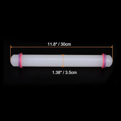 HARFINGTON 2pcs Fondant Rolling Pin 12 Inch x 1.38 Inch Adjustable Guide Rings Non-Stick PP Plastic Fondant Roller Dough Roller Kitchen Decorating Tools for Cookie Pastry Pizza Clay