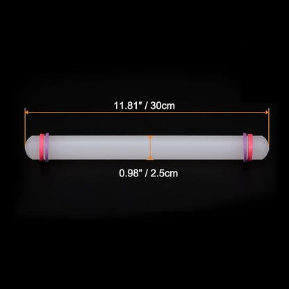 HARFINGTON 2pcs Fondant Rolling Pin with Rings PP 30cm x 2.5cm Non Stick for Baking White