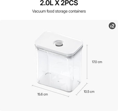 Premium Airtight Food Storage Containers, Rectangular 2PC-SET(2.11qt), Smart One-Click Seal Lid, 100% Leak Proof, Keep Food Fresh Longer, BPA-FREE, Dishwasher/Freezer & Microwave Safe