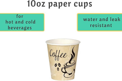 Smygoods Disposable Coffee Cups, To Go Paper Hot Cups, Classic Design (10 OZ, 100 Count) For Hot Beverages, Coffee, Tea, Espresso, Cocoa - Vasos Para Cafe