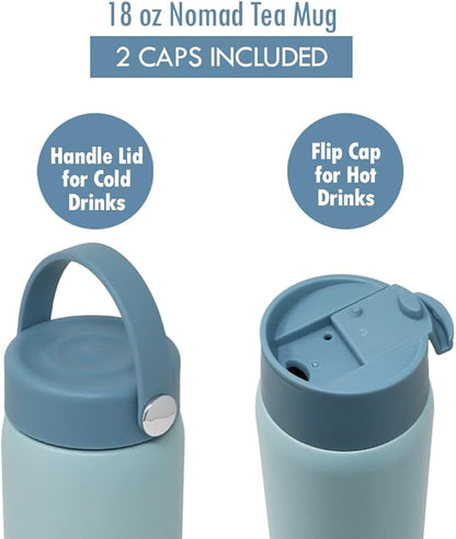MIRA 18 oz Tea Infuser Thermos - Stainless Steel Travel Bottle with Removable Strainer for Loose Leaf Tea - Insulated Hot & Cold Brew Steeper - Pearl Blue