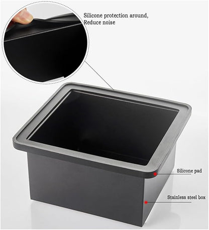 Coffee Knock Box, Espresso Knock Box Coffee Bin Barista Accessories Coffee Machine Accessories, Stainless Steel Small Coffee Knock Box Container with Silicone Knock Bar and Non Slip Base