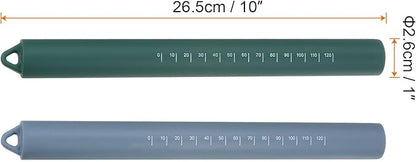 HARFINGTON 2pcs Silicone Rolling Pin 10" Stainless Silicone Surface Non-Stick Stainless Steel Inner Core Dough Roller Kitchen Roller for Baking Pastry Pizza Fondant Bread, Blue,Dark Green