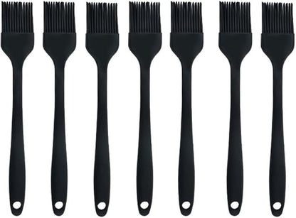 Silicone brush， BBQ/Pastry Basting Brushes,Silicone Cooking Grill Barbecue Baking Pastry Oil/Honey/Sauce Brush (7 PCS,black)