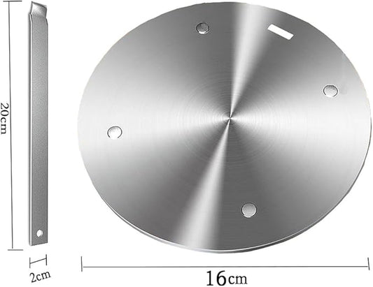 6.3Inch Heat Diffuser Plate, Grourarty Stainless Steel Cooking Induction Adapter Simmer Plate for Electric Gas Glass Cooktop Hob Ring, Induction Cooktop Converter Plate with Handle