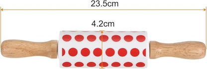 HARFINGTON Silicone Rolling Pins for Baking 9 Inch Wooden Handle Non Stick Rolling Pin Small Roller Playdough Rolling Pins for Dough Pizza Pastry Fondant Kitchen, Red White