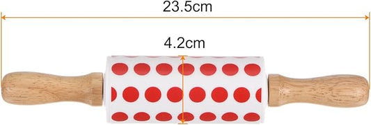 HARFINGTON Silicone Rolling Pins for Baking 9 Inch Wooden Handle Non Stick Rolling Pin Small Roller Playdough Rolling Pins for Dough Pizza Pastry Fondant Kitchen, Red White