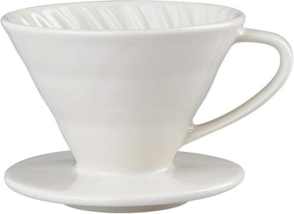 Pour Over Coffee Maker, Single Cup Coffee Dripper, Manual Porcelain Slow Brewing Accessories for Travel, Camping, Office, Home, Cafe, Coffee Gifts (White, Large,2-4Cups)