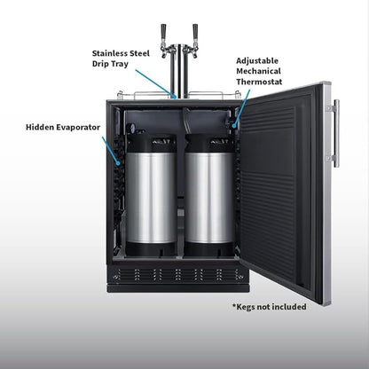 Summit 24" Cold Brew Kegerator, Dual Tap Kit, Stainless Steel- SBC7BRSCF2