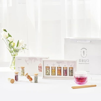 KKOKDAM Lovely Tea Gift Set – Premium Blooming Flowers Variety Pack - Fancy Gifts from South Korea - 5 Count