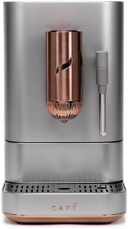 Café Affetto Automatic Espresso Machine + Milk Frother | Built-In & Adjustable Espresso Bean Grinder | One-Touch Brew in 90 Seconds | Steel Silver, 1.2 Liter, (C7CEBBS2RS3)