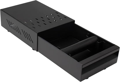 Espresso Knock Box Drawer, Stainless Steel Coffee Ground Container with Removable Rubber Knocking Bar, 9.84 x 7.08 x 3.34 inch (Black)