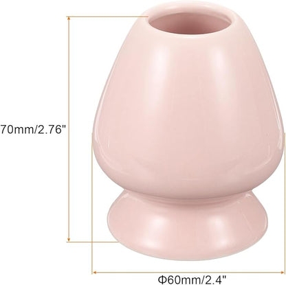 HARFINGTON Ceramic Chasen Stand 70mm Matcha Whisk Holder Teas Set Whisks Stand Traditional Matcha Tea Chasen Holder Tea Set Accessories for Tea Tasting, Pink