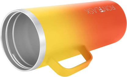 IRON °FLASK Grip Coffee Mug - Leak Proof, Vacuum Insulated Stainless Steel Bottle, Double Walled, Thermo Travel, Hot Cold, Water Metal Canteen - Fire, 24 Oz - Rubber Bottom