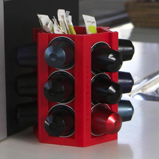 Espresso Coffee Pod Holder & Organizer | Espresso Capsule Kitchen Display Carousel | Holds 18 Pods | Made in USA (Silver)