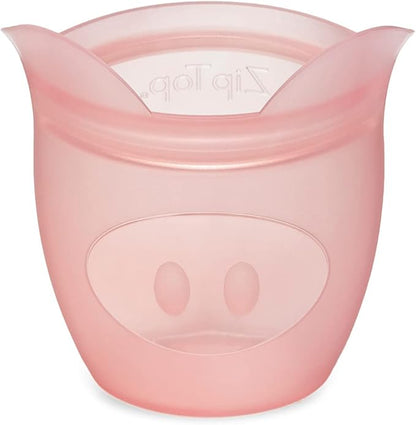 Zip Top Reusable 100% Silicone Baby + Kid Snack Containers- The only containers That Stand up, Stay Open and Zip Shut! No Lids! Made in The USA - Full Set of 4