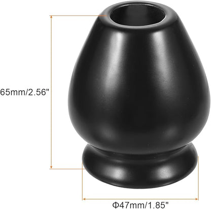 HARFINGTON Ceramic Chasen Stand 65mm Matcha Whisk Holder, Traditional Matcha Tea Chasen Holder, Black