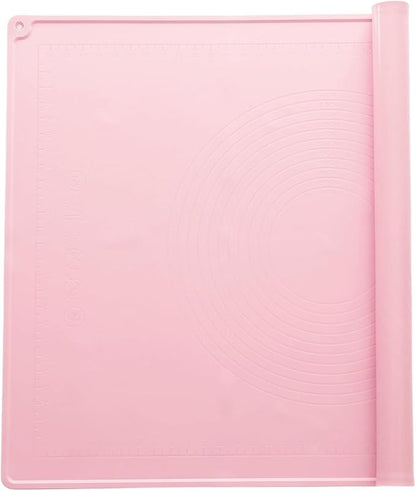 uxcell Silicone Pastry Mat, 31.5" x 23.6" Silicone Baking Mat with Measurements, Non-Stick Dough Rolling Mat for Making Pastry Cookies Bread Pizza Pink