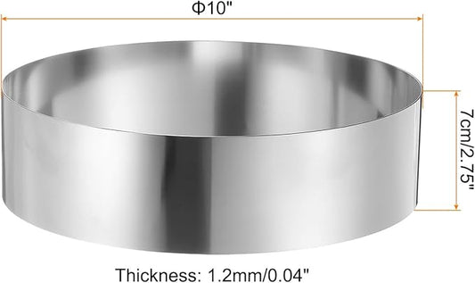HARFINGTON Round Cake Ring 10 x 2.75 Inch Seamless Stainless Steel Pastry Mousse Dessert Ring Mirror Coating for Baking Cooking Making Tool