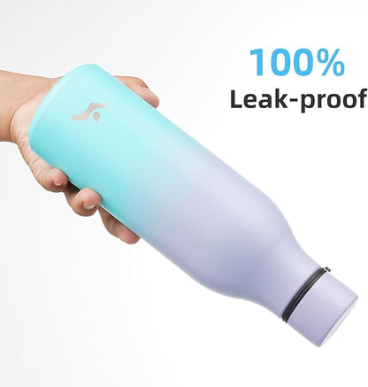 Insulated Water Bottle with Strap,18 oz Double Wall Stainless Steel Vacuum Bottles Metal Water Flask,Lavender Green