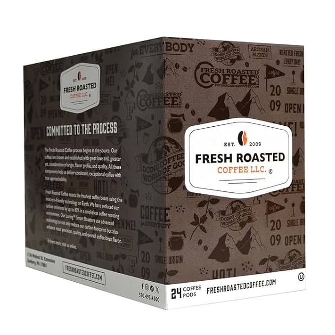 Fresh Roasted Coffee, Indian Monsoon Malabar, Light Roast, 24 Pods for K Cup Brewers
