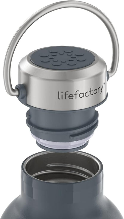 Lifefactory 32-Ounce Stainless Steel Vacuum-Insulated Sport Bottle, Carbon