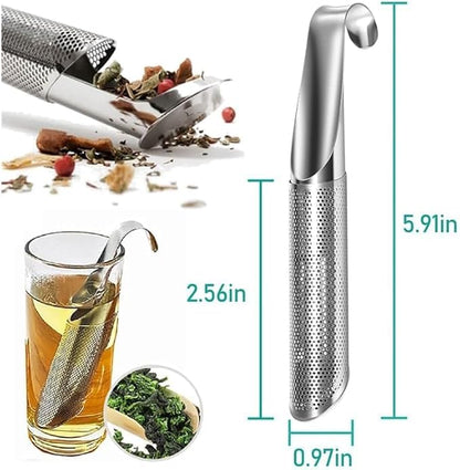 Stainless Steel Tea Diffuser, 2025 New Tea Artifact Creative Pipe Tea Infuser Mesh Strainer with Hanging Hook Handle, Universal Fine Holes Tea Interval Diffuser for Loose Tea Leaf Coffee Etc (4)