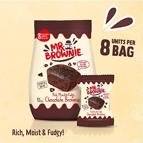 Mr. Brownie Chocolate Brownies - 3 Bags x 8 Individually Wrapped Fudge Brownie Bites with Real Belgian Chocolate Bits - Soft Sweet Snack for Home, School and Work - No Nuts, Palm Oil, or Corn Syrup