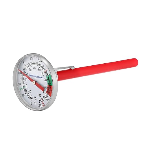 MEASUREMAN Instand Read 2” Dial 0~220℉/℃,Milk Thermometer,Milk Foam,Coffee Drinks Thermometer(2Pack)