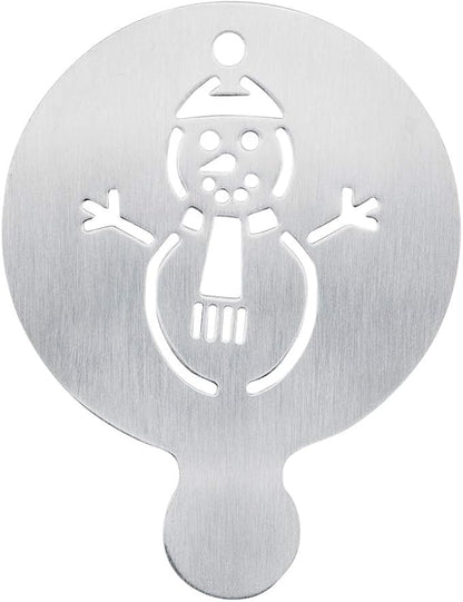 Restaurantware-Restpresso 4.35 Inch Latte Stencil, 1 Snowman Coffee Stencil - Winter Coffee Art Template, Decorate Cupcakes, Cakes, or Cookies, Stainless Steel Cappuccino Template, Heat-Resistant