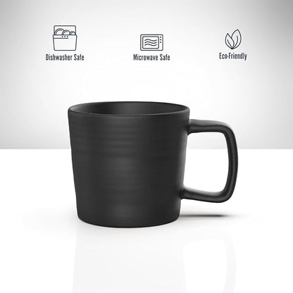 Pour Over Drip Coffee Maker Gift Set with Two Coffee Mugs, Non-Electric Pour Over Coffee Dripper, Easy Manual Brew Maker, Dishwasher and Microwave Safe, Filters not included (Black)
