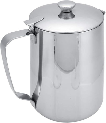 Stainless Steel Coffee Steaming Pitcher - Milk Frothing Cup with Lid for Espresso Machine - Latte Coffee Art (600mL)