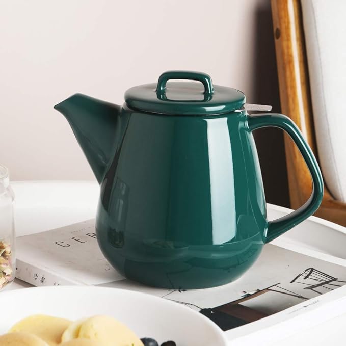 Sweejar 40oz Tea pot with Removable Stainless Steel Infuser,Dishwasher Safe Tea Pots for Loose Tea,Tea Pots with Infuser for Chrismas Women Gift(Jade)
