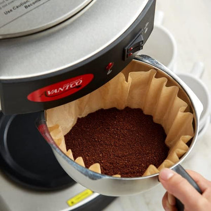 Natural Unbleached Brown Biodegradable Extra Large Coffee Filters 10, 12, 13, 14, 15 Cup Basket for Commercial, Home Coffee Maker Extra High Extra Wide, Anti ground, 9.75" Flattened Diameter (500 Pcs)