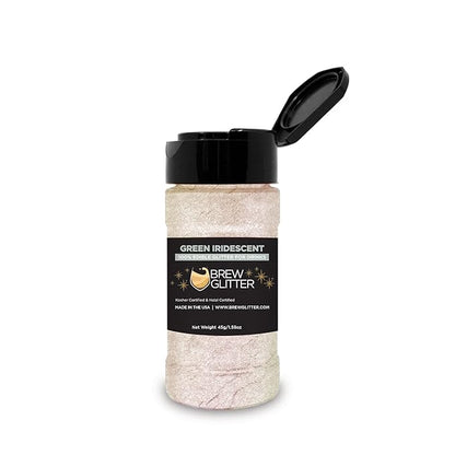 BREW GLITTER Edible Glitter For Drinks, Cocktails, Beer, Garnish Glitter & Beverages | KOSHER & HALAL Certified | 100% Edible & Food Grade | Vegan, Gluten, Nut Free (45g Shaker, Green Iridescent)