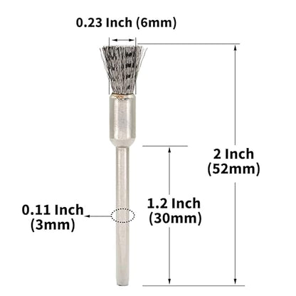 20PCS Wire Brushes - Metal Rust Removal, Polishing, Cleaning - 6mm Diameter, 3mm Shaft - Removes Burrs, Dust, and Oxide Layer - Handles Rough Surfaces - Designed for Industrial and DIY Enthusiasts