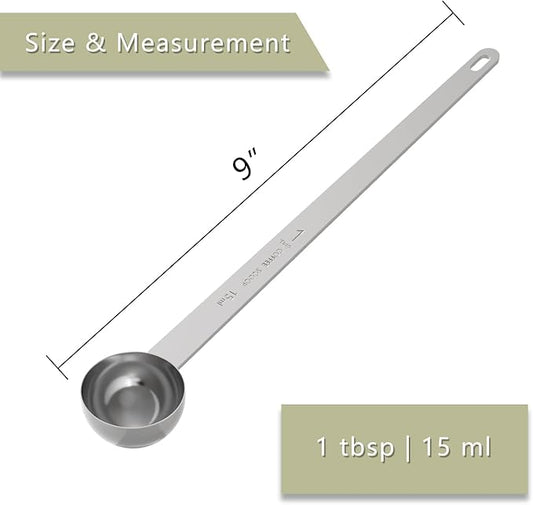1PCS 1 Tablespoon Coffee Scoop, 9" Long Handle Measuring Spoon, One tbsp (15 ml) Stainless Steel Scooper