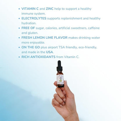 Pure Inventions - Lemon Lime Water Infusion Drops - Antioxidants, Vitamin C & Electrolytes - Health & Wellness Drink - Immunity Support -Sugar Free, Zero Calorie, No Artificial Sweeteners -12 Servings