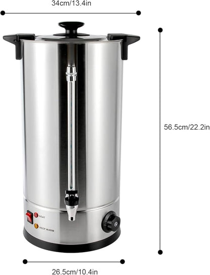 25L/6.6gal Commercial Coffee Urn, Gallon Double Wall Commerical Coffee Maker, 150 Cup Commercial Grade Stainless Steel Percolate Coffee Maker for Events, Offices and Catering