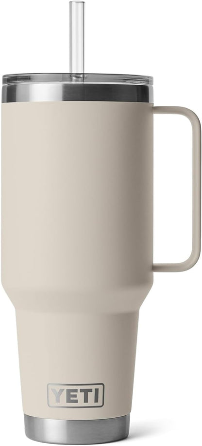 YETI Rambler 42 oz Tumbler with Handle and Straw Lid, Travel Mug Water Tumbler, Vacuum Insulated Cup with Handle, Stainless Steel, Cape Taupe