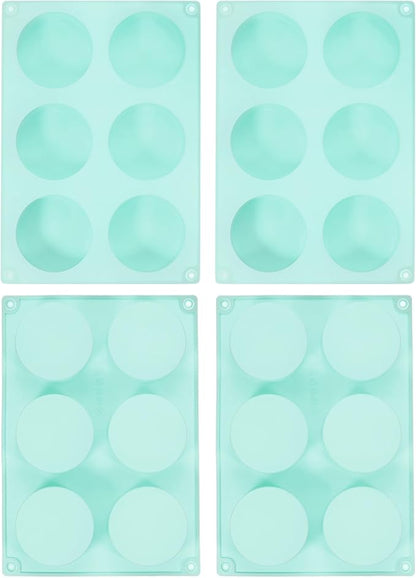uxcell 4pcs Silicone Muffins Pan, 6 Cup Silicone Cupcake Pan Nonstick Baking Tray for Muffins, Cupcakes, Dishwasher Safe, Green