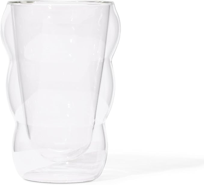 Glass Cloud cups 12 oz Double Wall Insulated Glass Cups - heat-resistant borosilicate glass -perfect for iced teas, lattes, and all your favorite sips (Clear)