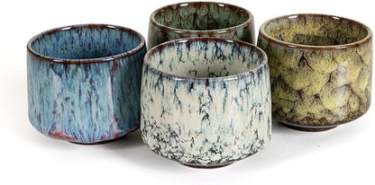 Ceramic Espresso Cups Set of 4, Espresso Coffee Mugs, Special Glazed Demitasse Cups Expresso Coffee Cup for Espresso Machine