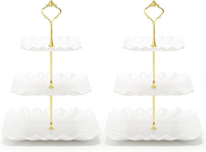 Coitak Plastic Cupcake Stands, 3 Tier Cupcake Stand, Dessert Tower Tray for Tea Party, Baby Shower and Wedding (2 Pack)