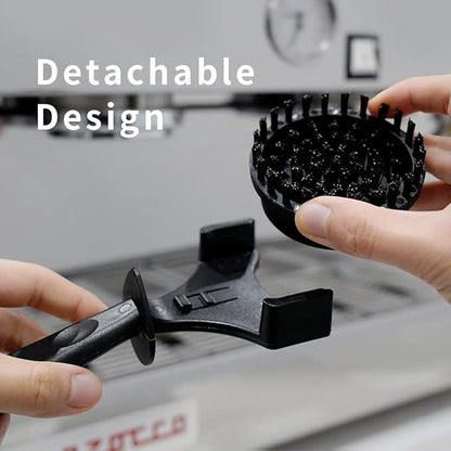 watchget Espresso Coffee Machine Cleaning Brush Grouphead Brush with 1 More Detachable Nylon Bristles Espresso Cleaning Bristle for 58mm Group Head