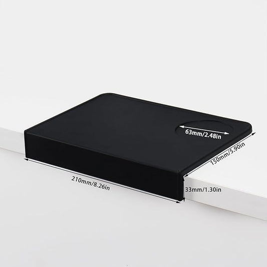 Espresso Tamping Mat, Silicone Coffee Tamper Mat with Corner Edge Tamp Support Station for Countertop, Barista Tools, Espresso Accessories, Black