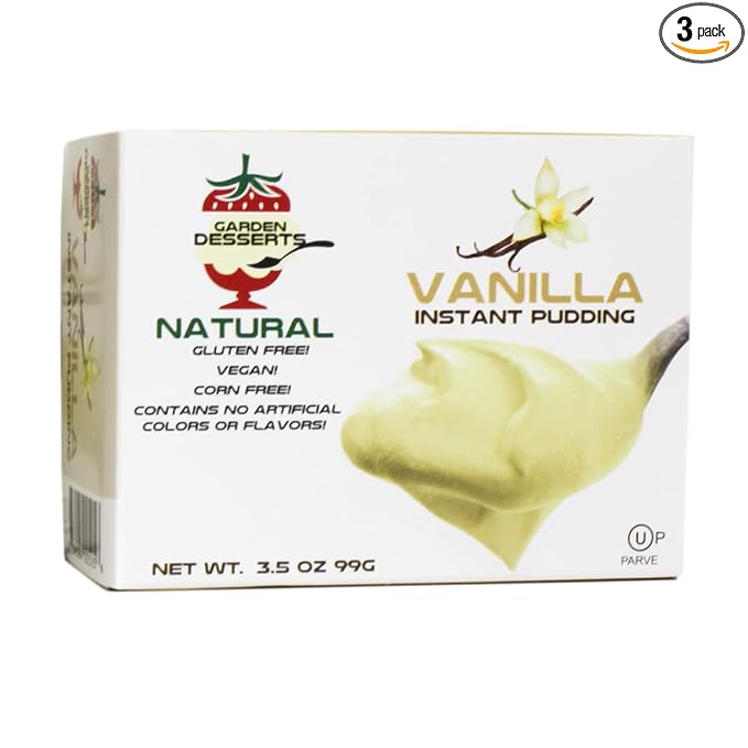 Instant Vanilla Pudding Mix - All Natural Vanilla Pudding Mix by Garden Desserts | Quick Vegan Dessert, Gluten Free, Kosher 4 Oz (3 Pack, Vanilla)