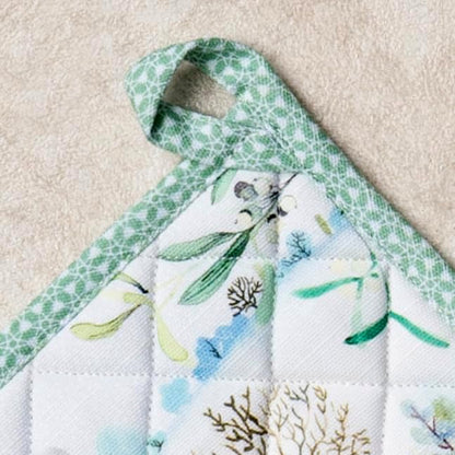 Maison d' Hermine Pot Holders 100% Cotton Heat Resistant Potholders 8" x 8" Hot Pads with Loop BBQ, Cooking, Baking, Grilling, Kitchen, Handling Hot Pans (Pack of 1, Snowy World)