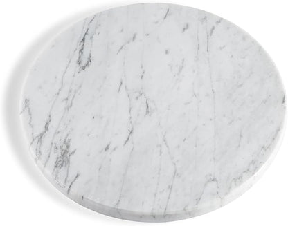 Koville Italian Natural Marble Cutting Board for Kitchen, 11inch Round Hand Crafted Marble Slab for Cheese, Charcuterie, Pastry Board - Wedding Gift, House Warming Gift(Bianco Carrara)